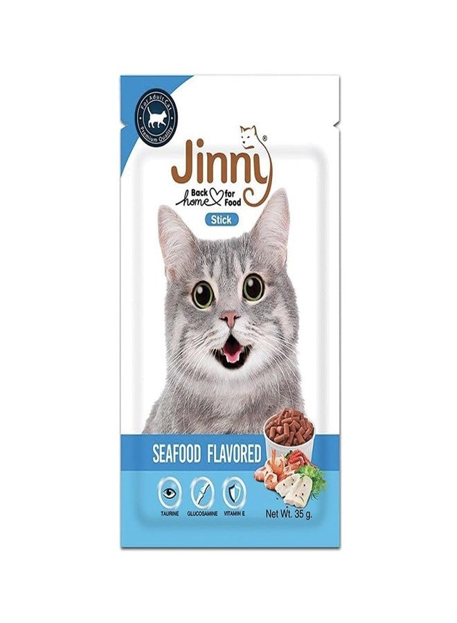 Jerhigh Jinny Cat Treats, Seafood, 35 g (Pack of 6) - Image 1